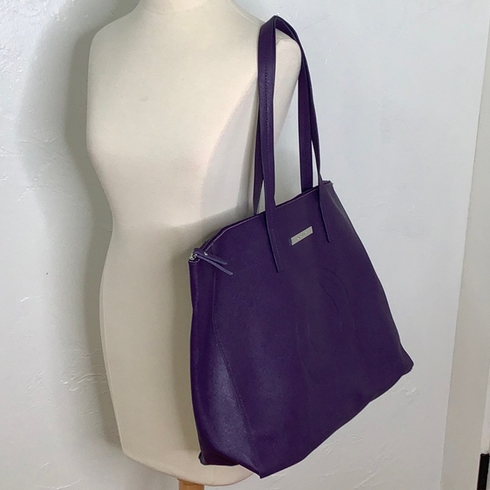 Monat Purple oversized top zippered shoulder purse bag & Cosmetic pouch NWOT - Picture 3 of 14